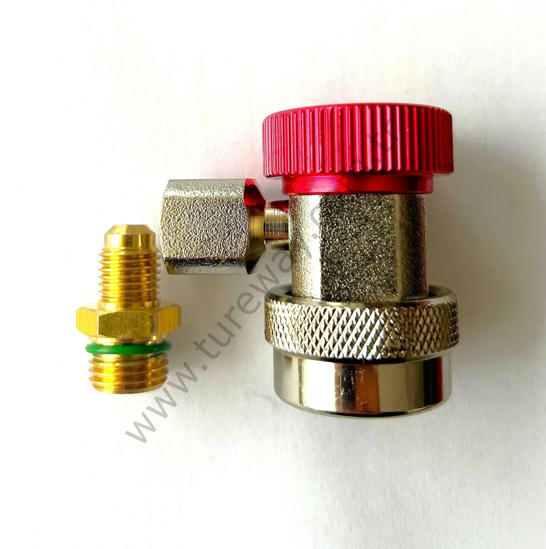 HONGSEN - HS-MH-M14*1.5 - R134A İÇİN YÜKSEK BASINÇ ARAÇ KLİMA ŞARJ VANASI. M14*1.5-1/4 ADAPTÖRÜ İLE